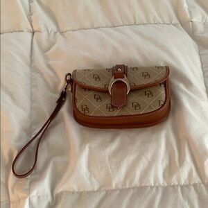 Dooney & Bourke Brown and Cream Clutch Wristlet